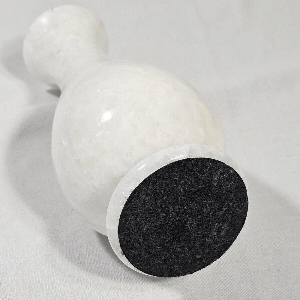Vintage 1960s Hand Carved White & Cream Colored Alabaster Stone 8" Bud Vase - Picture 10 of 11